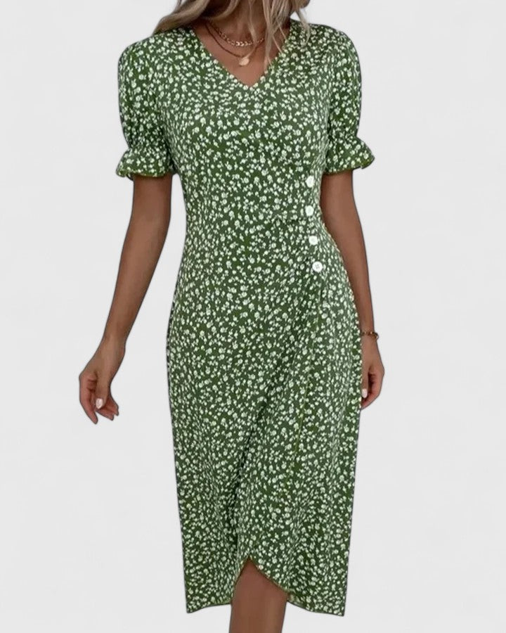 Greer | Ditsy Floral Midi Dress with Buttons