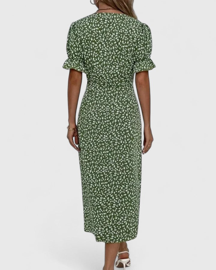 Greer | Ditsy Floral Midi Dress with Buttons
