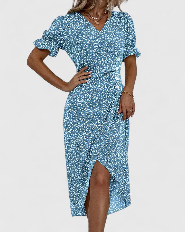 Greer | Ditsy Floral Midi Dress with Buttons
