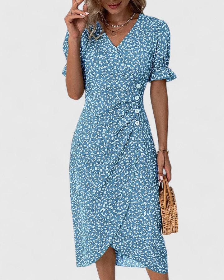 Greer | Ditsy Floral Midi Dress with Buttons