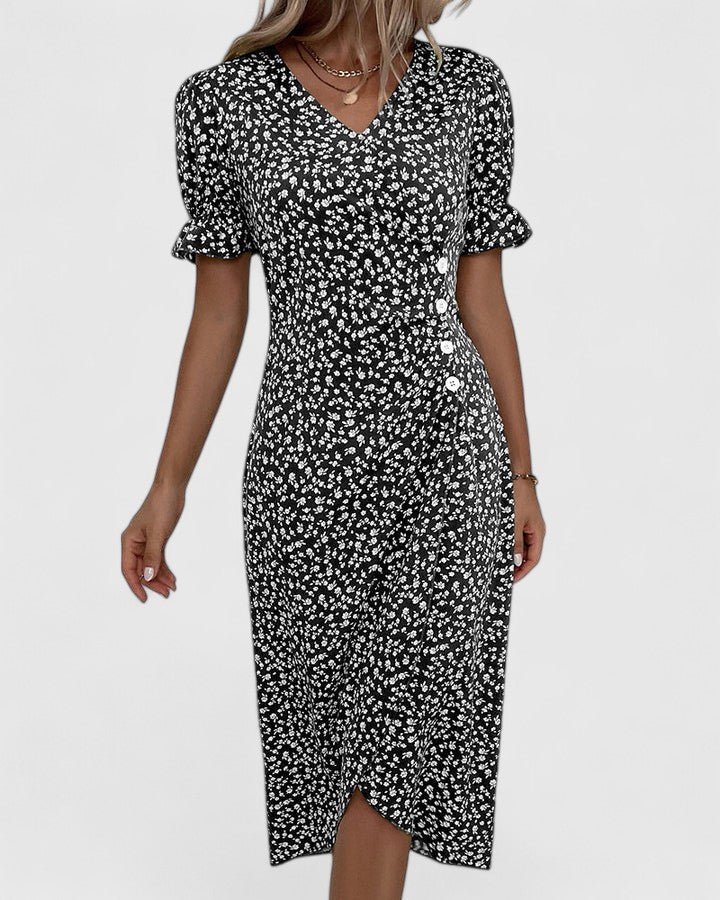 Greer | Ditsy Floral Midi Dress with Buttons