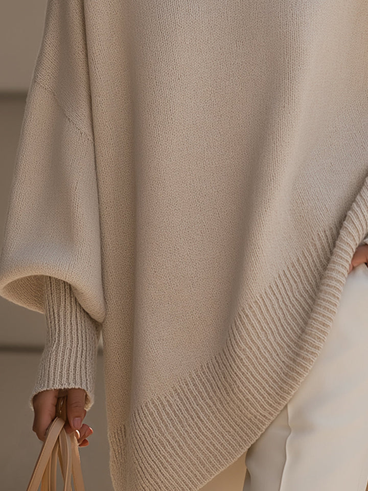 Amina | Oversized Poncho Sweater with Batwing Sleeves