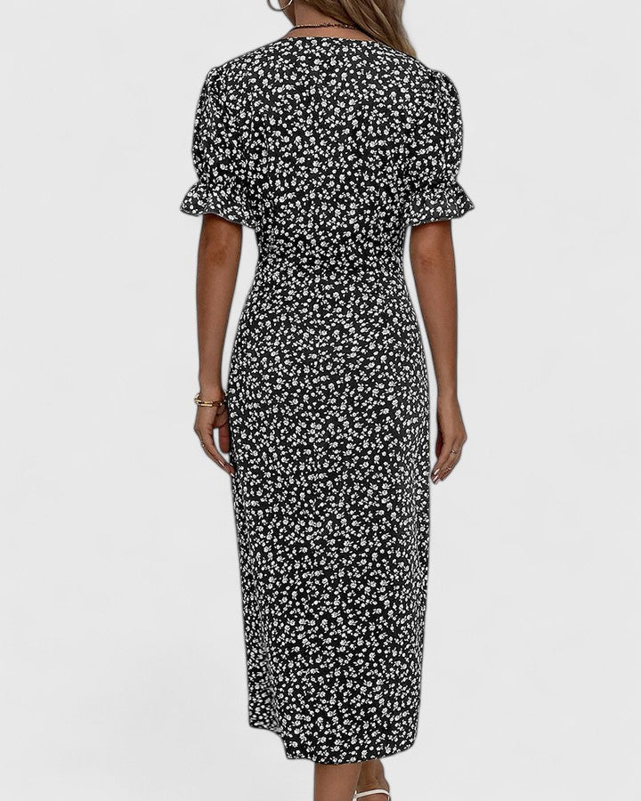 Greer | Ditsy Floral Midi Dress with Buttons