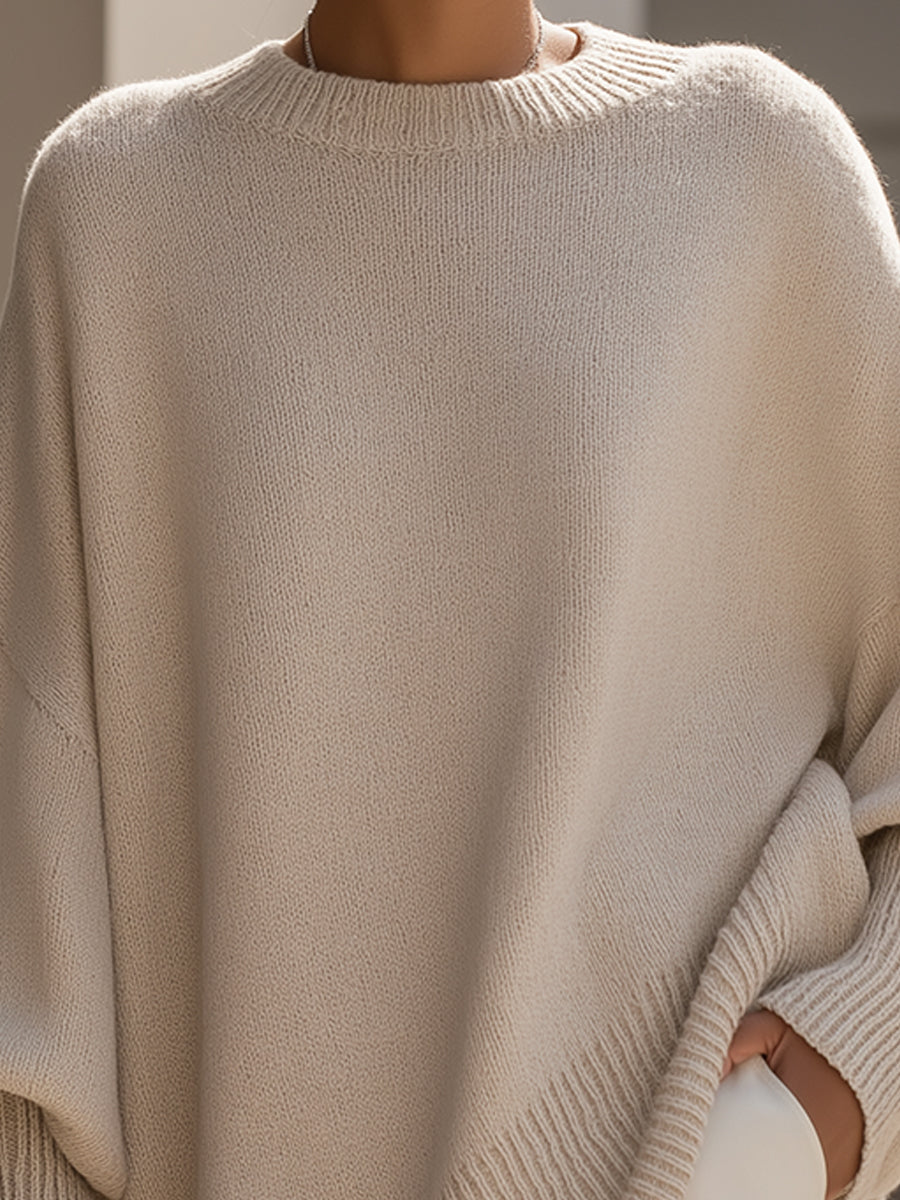 Amina | Oversized Poncho Sweater with Batwing Sleeves