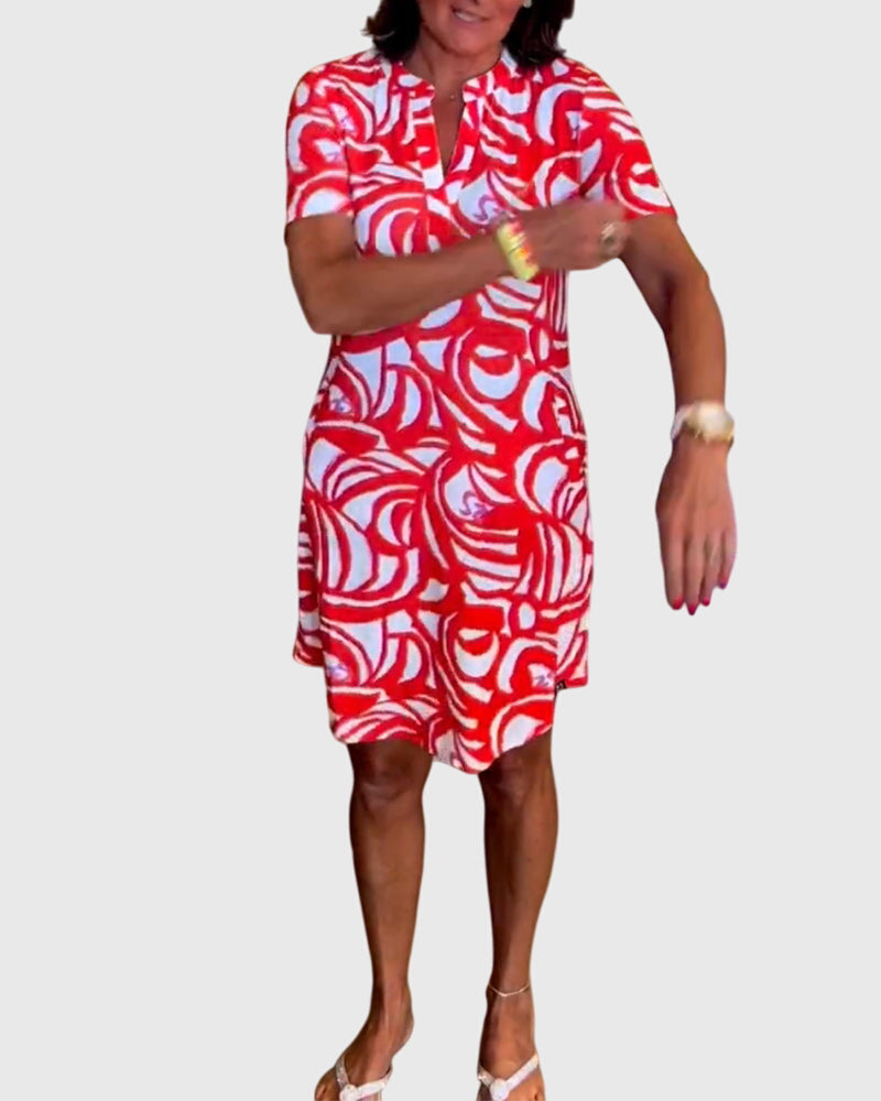 Yvaine | Abstract Print Shirt Dress with Pockets