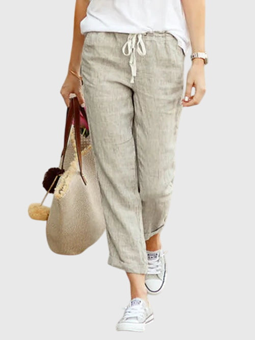 Honor | Drawstring Linen Summer Pants with Tapered Leg