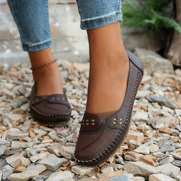 Mora | Perforated Slip-On Round Toe Flats