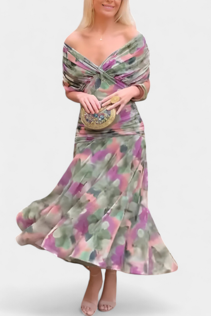 Elisa | Floral V-Neck Midi Dress