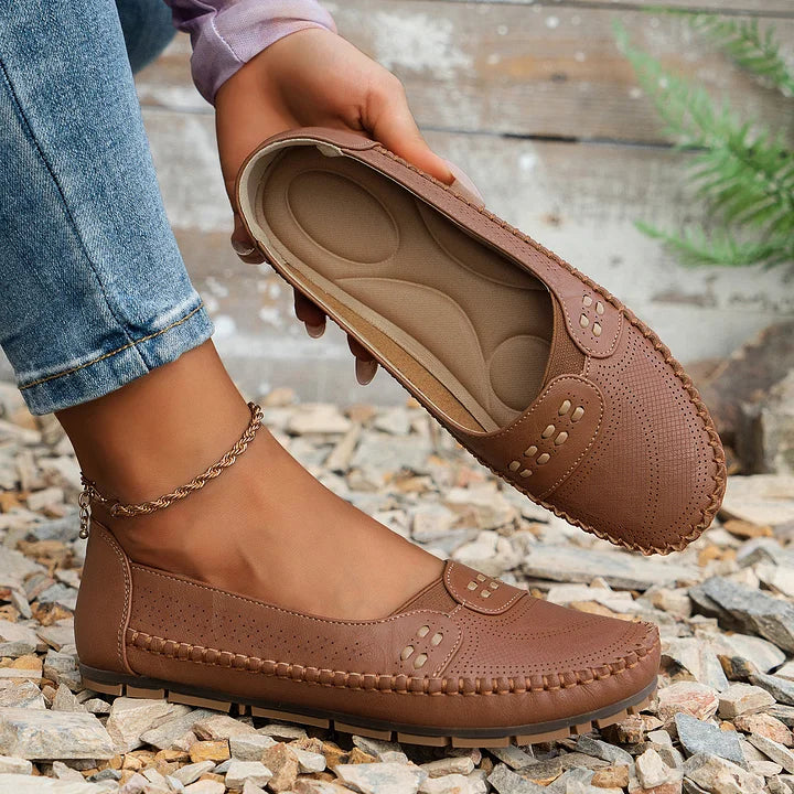 Mora | Perforated Slip-On Round Toe Flats