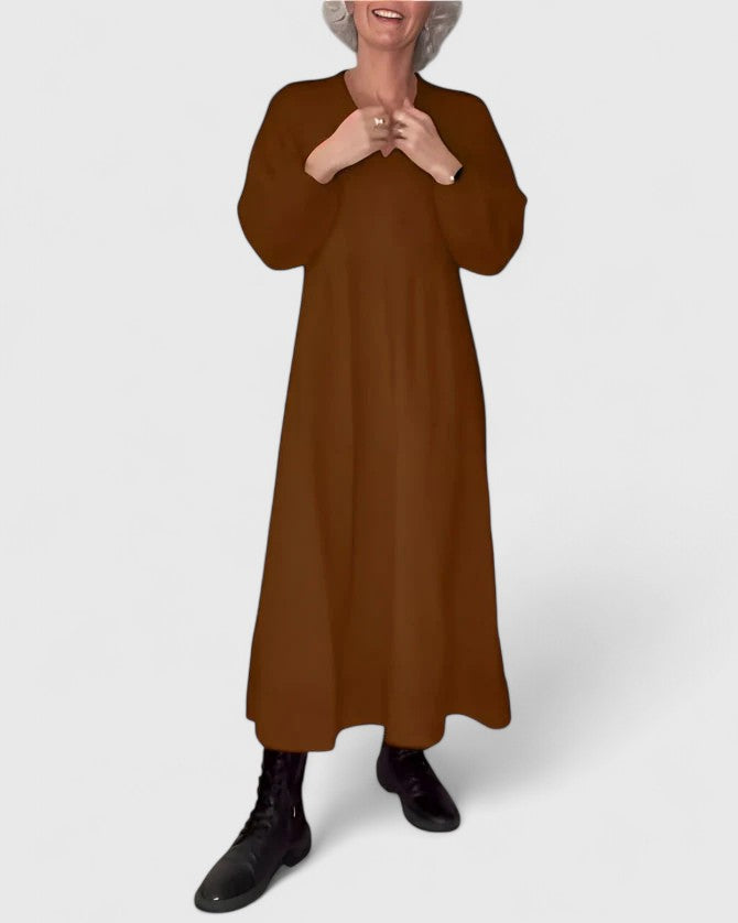 Esperance-Rose | Empire Waist Maxi Dress with Long Sleeves