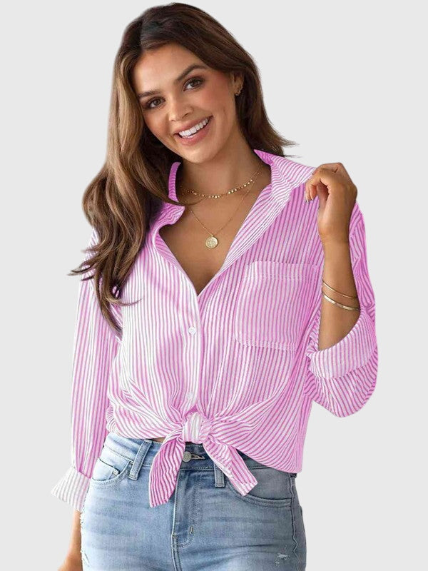 Irene | Striped Button Up Shirt with Collar