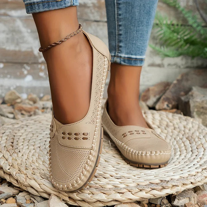 Mora | Perforated Slip-On Round Toe Flats