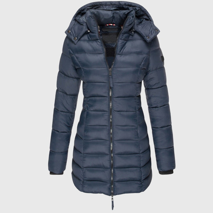 Zeta | Hooded Long Puffer Jacket with Zip