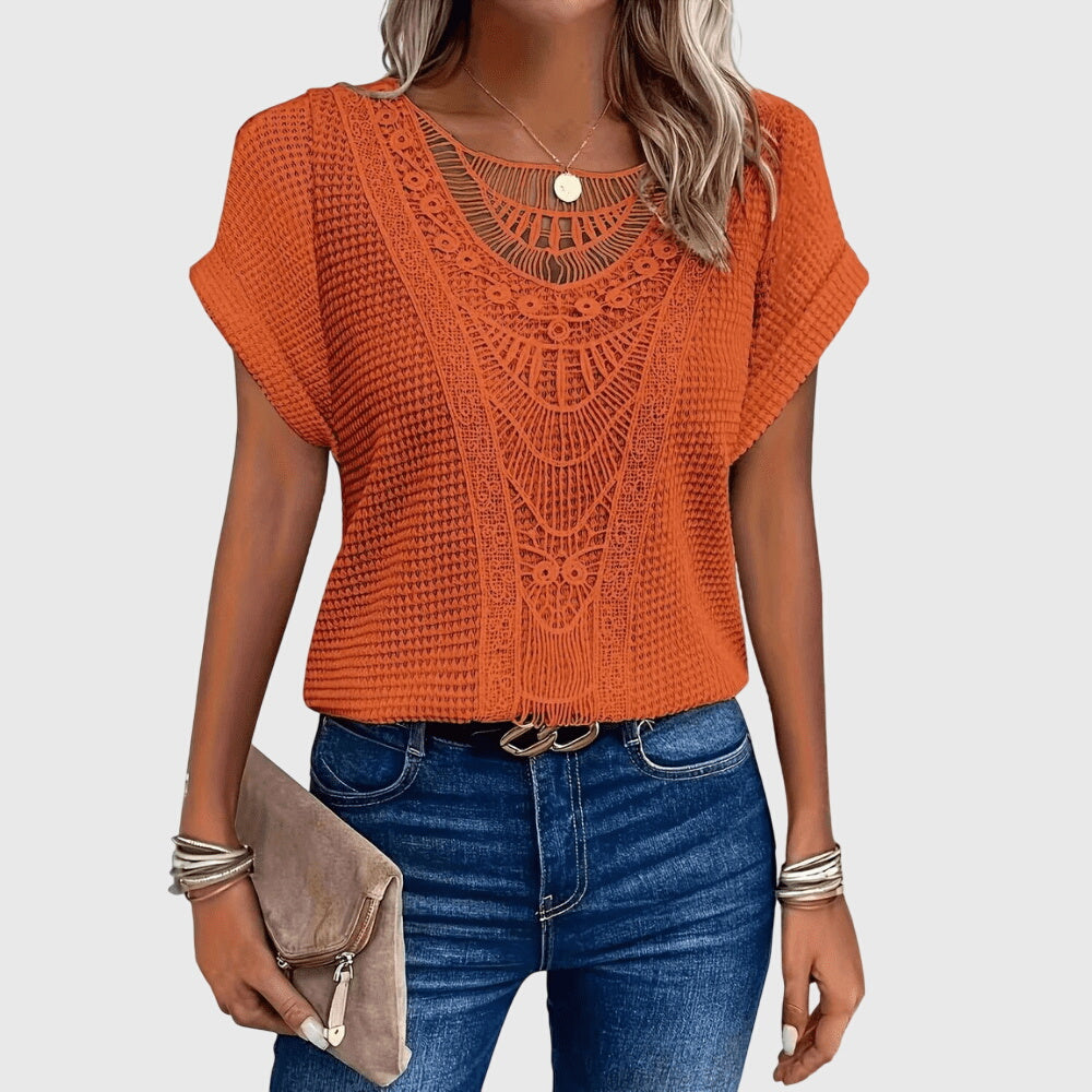 Verdi | Crochet Lace Detail Blouse Short Sleeve
