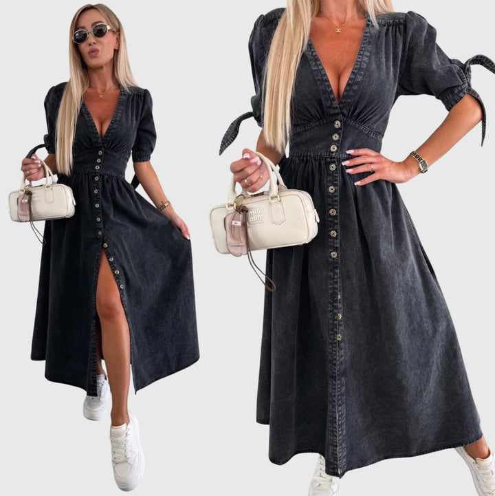 Annamarie | Elegant Denim Midi Dress