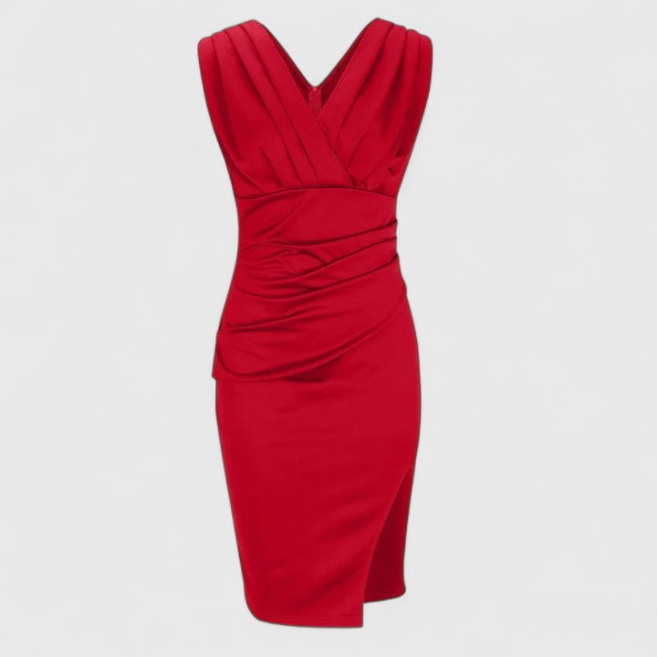 Elfriede | Fitted V-Neck Slit Dress