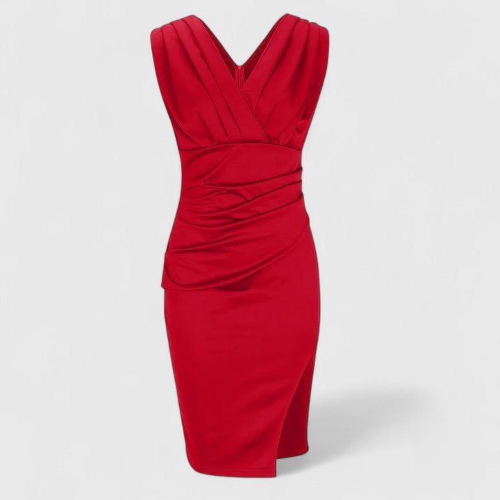 Faustina | Ruched V-Neck Bodycon Dress