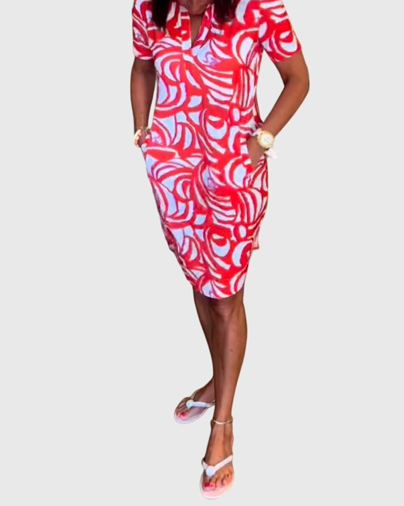 Yvaine | Abstract Print Shirt Dress with Pockets
