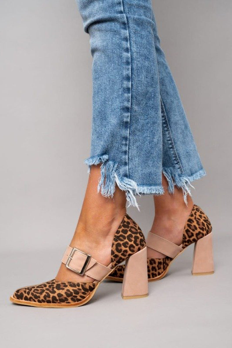 Petula | Leopard Print Block Heel Mules