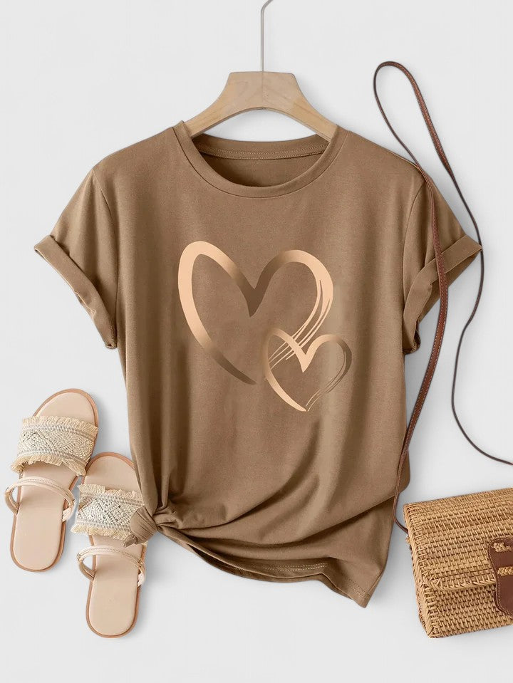 Onella | Heart Print Graphic Tee Short Sleeve