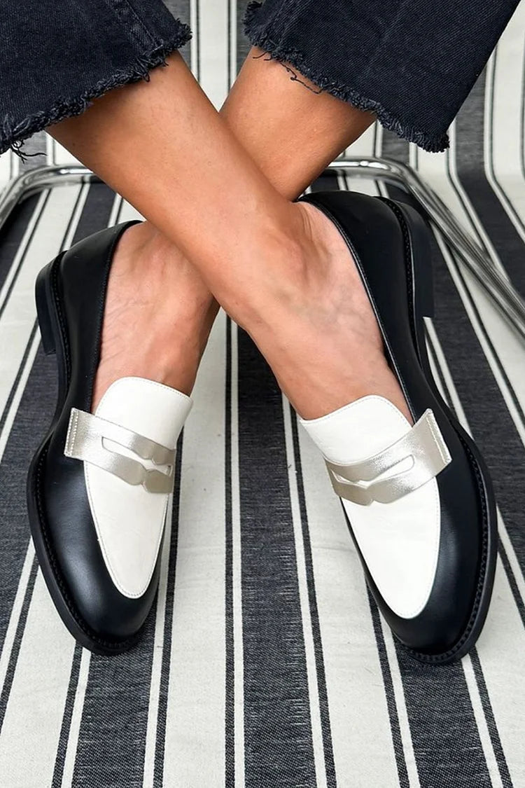 Sally | Black White Two-Tone Slip-On Mens Loafers