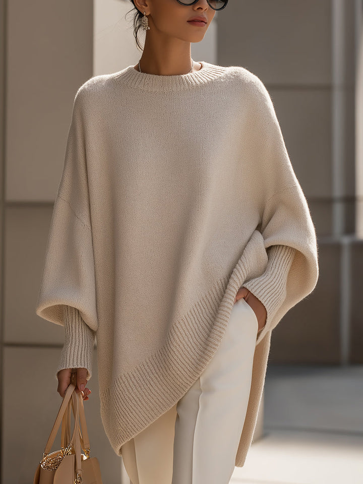 Amina | Oversized Poncho Sweater with Batwing Sleeves