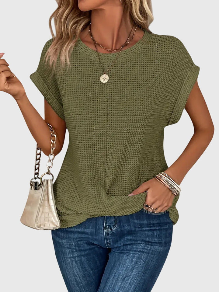 Margo | Waffle Knit Top with Short Sleeves