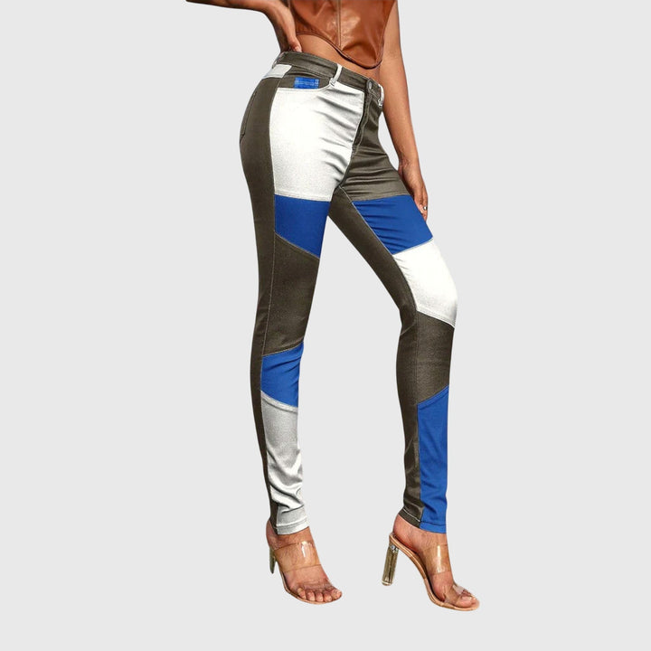 Halina | Color Block Skinny Jeans High Waist