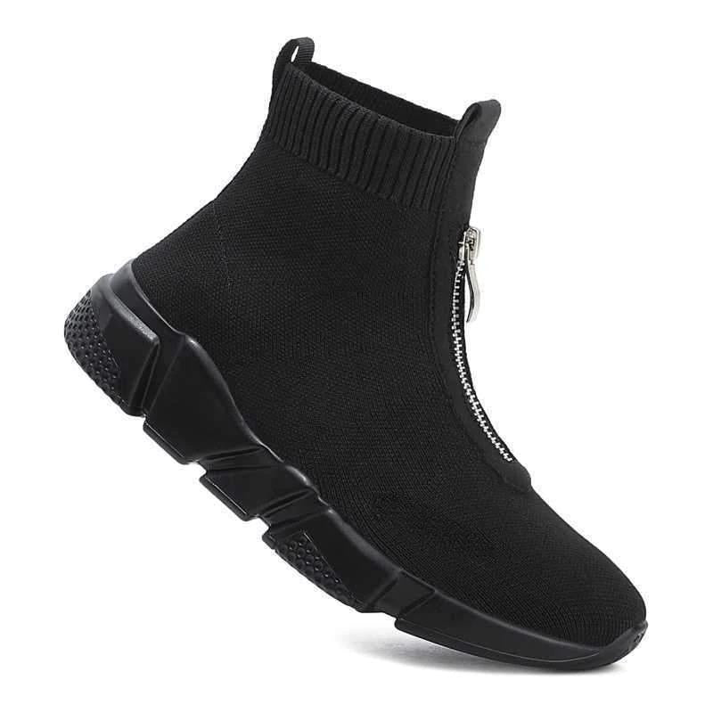 Royale | High-Top Knit Sneakers with Front Zip