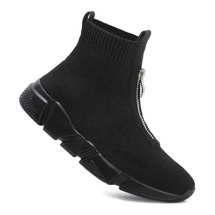 Royale | High-Top Knit Sneakers with Front Zip