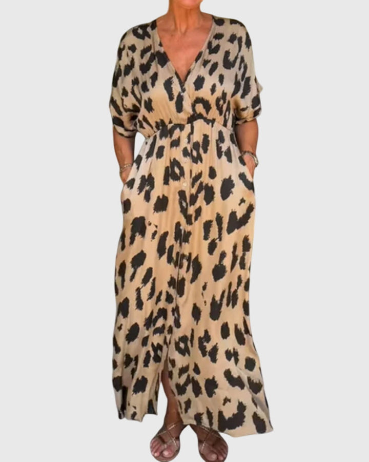 Bridie | Leopard Print Maxi Dress with Pockets