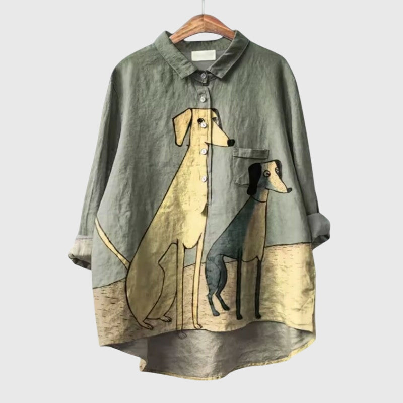 Adeline | Dog Print Blouse