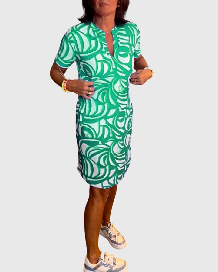 Yvaine | Abstract Print Shirt Dress with Pockets