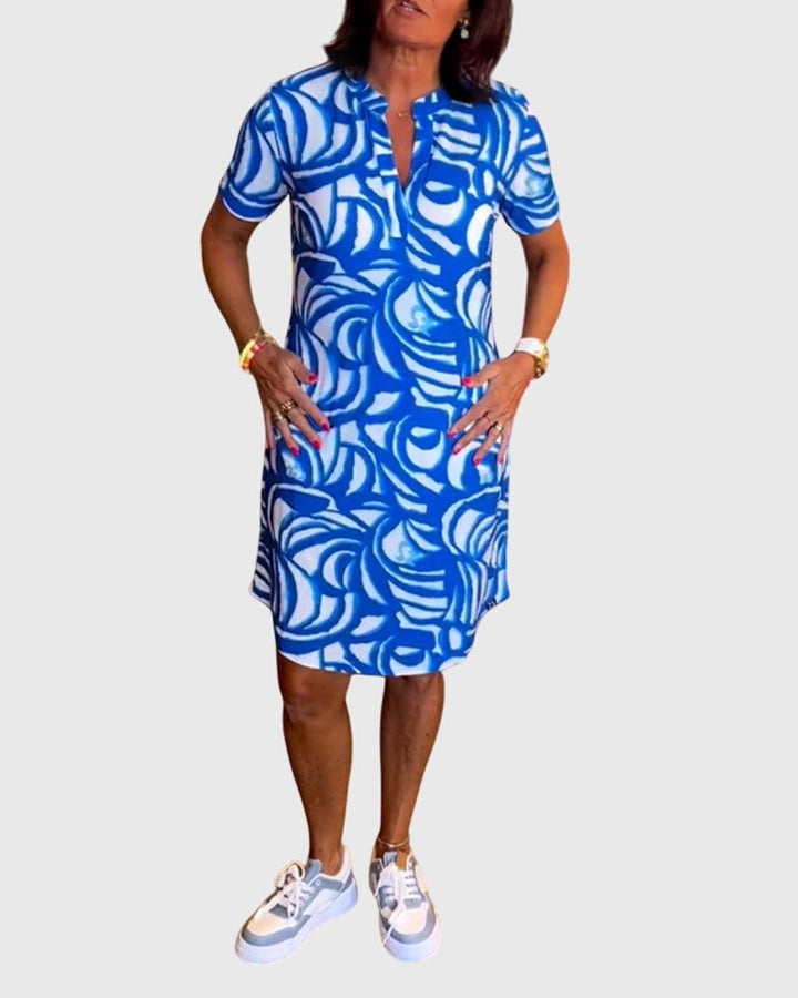Yvaine | Abstract Print Shirt Dress with Pockets