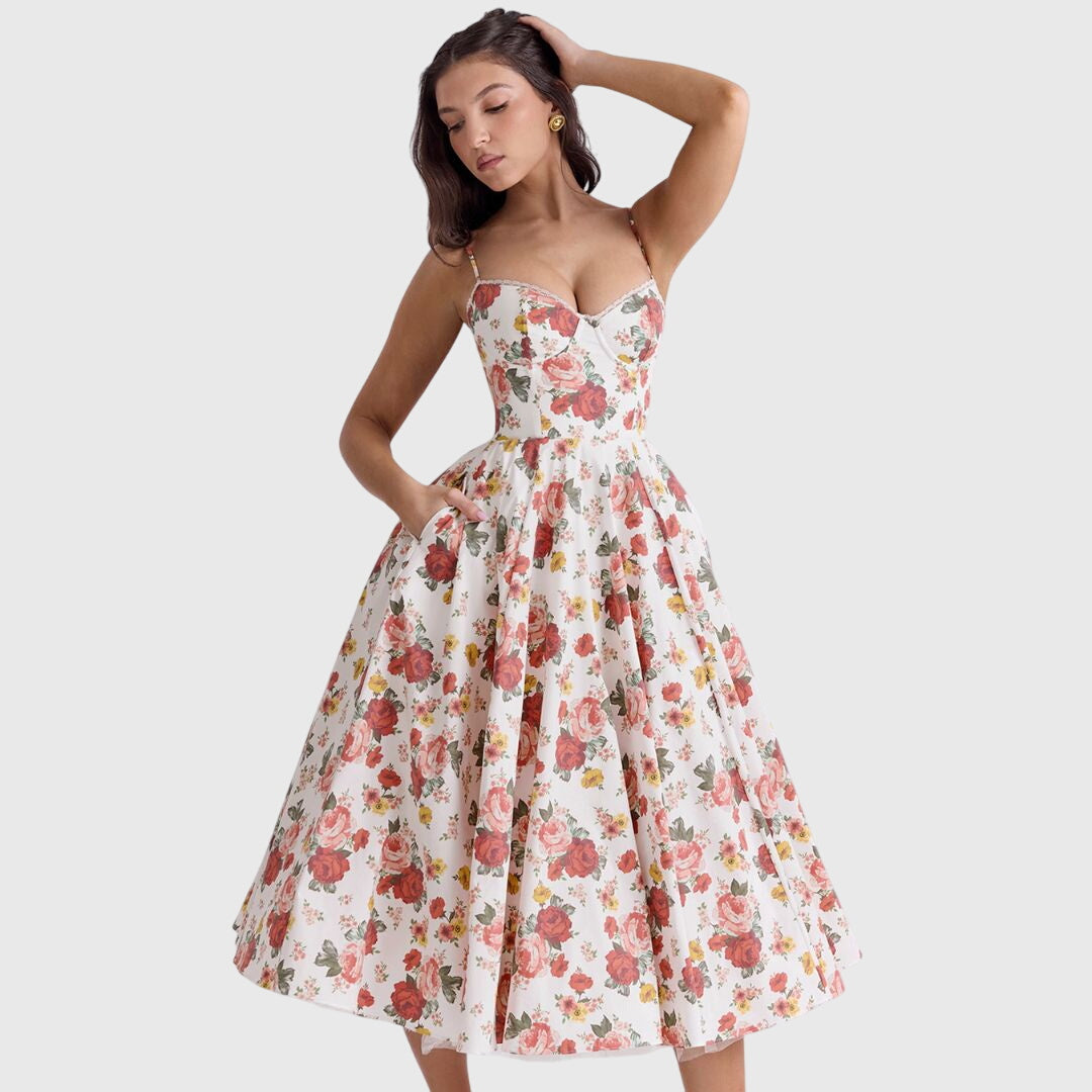 Cleopatraia | Sweetheart Neckline Empire Waist Midi Dress