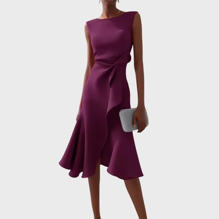 Clair | Draped Asymmetric Midi Dress