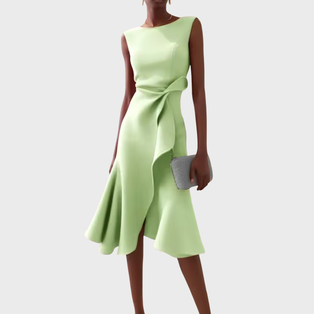 Clair | Draped Asymmetric Midi Dress