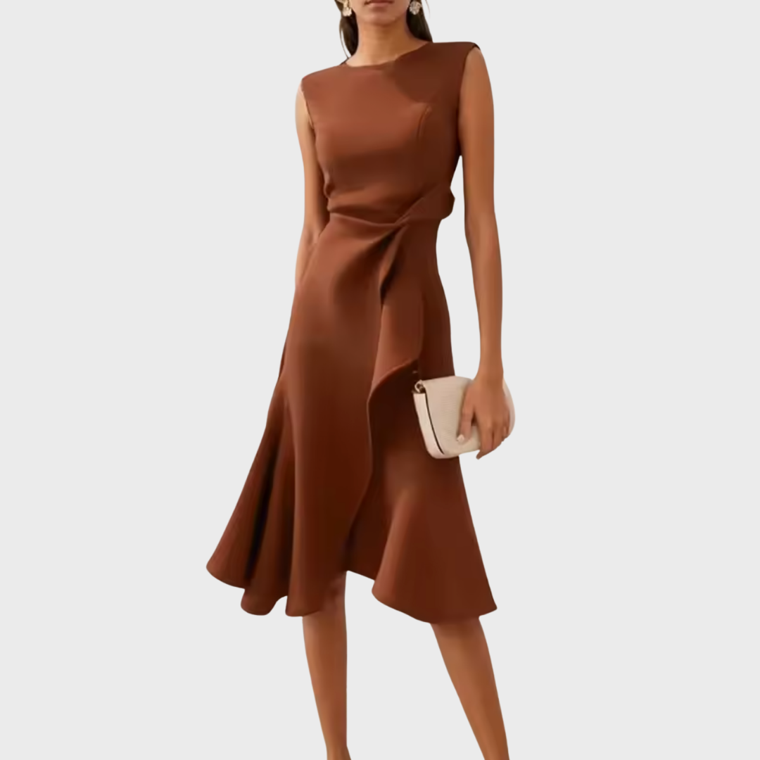 Clair | Draped Asymmetric Midi Dress