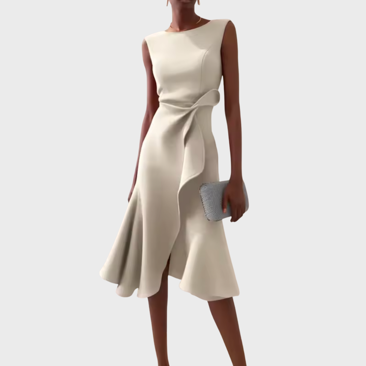 Clair | Draped Asymmetric Midi Dress