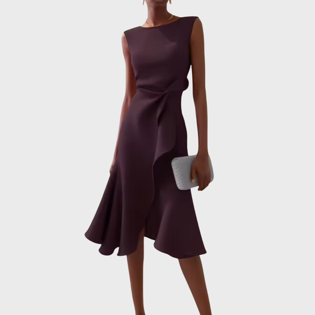 Clair | Draped Asymmetric Midi Dress