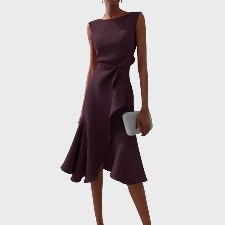 Clair | Draped Asymmetric Midi Dress