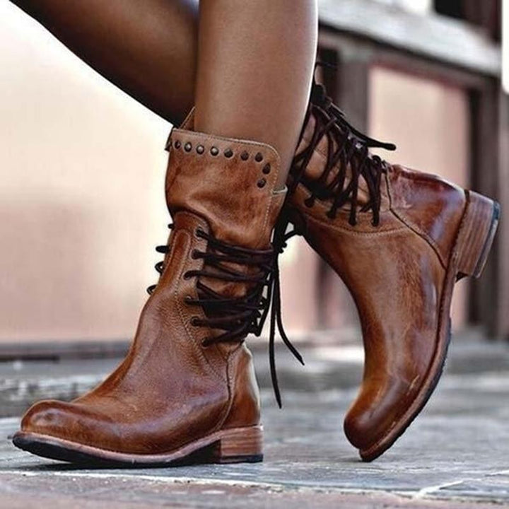 Ayda | Ankle Lace Up Block Boots