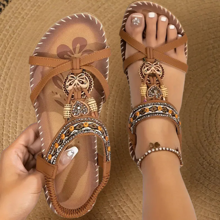 Lyn | Bohemian Embellished Flat Sandals for Women
