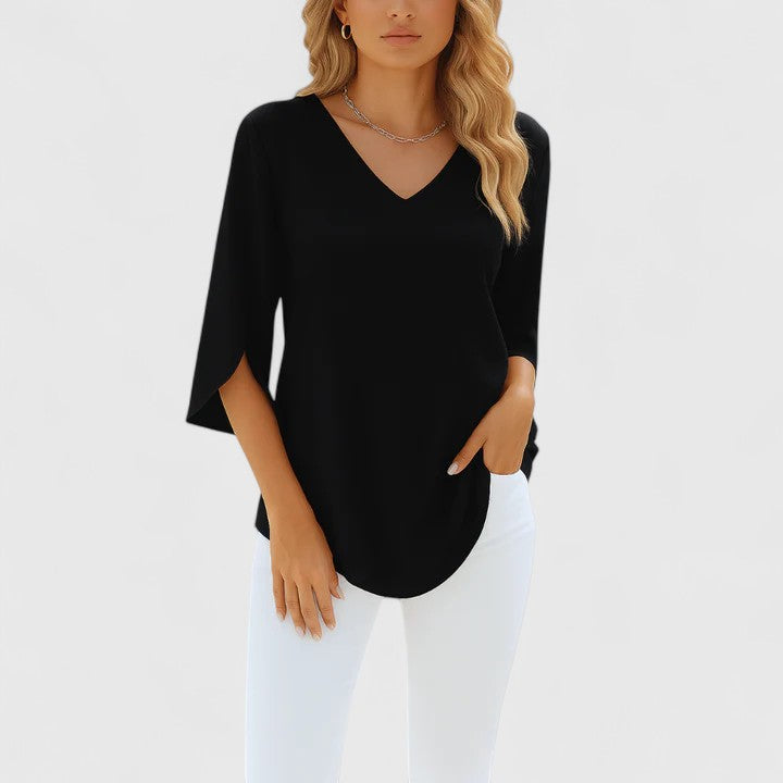 Nathalie | V-Neck Blouse with Split Sleeves