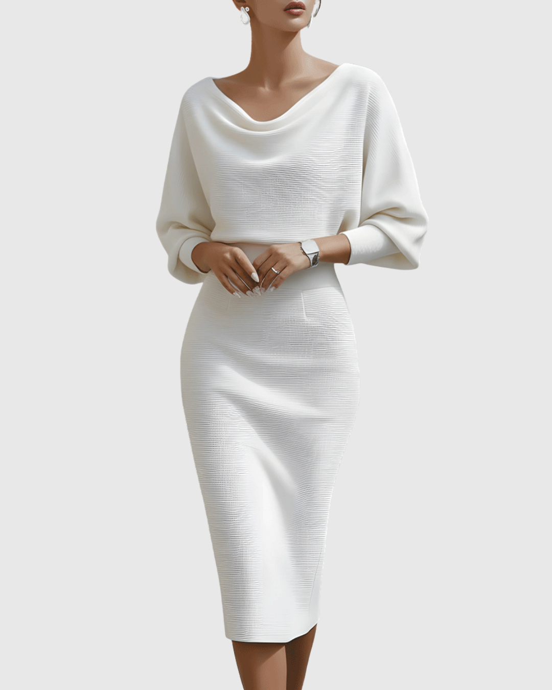 Daniela | Draped Batwing Midi Dress