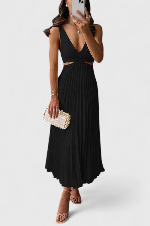 Paloma | Pleated V-Neck Empire Waist Dress