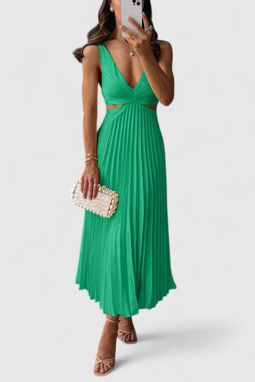 Paloma | Pleated V-Neck Empire Waist Dress
