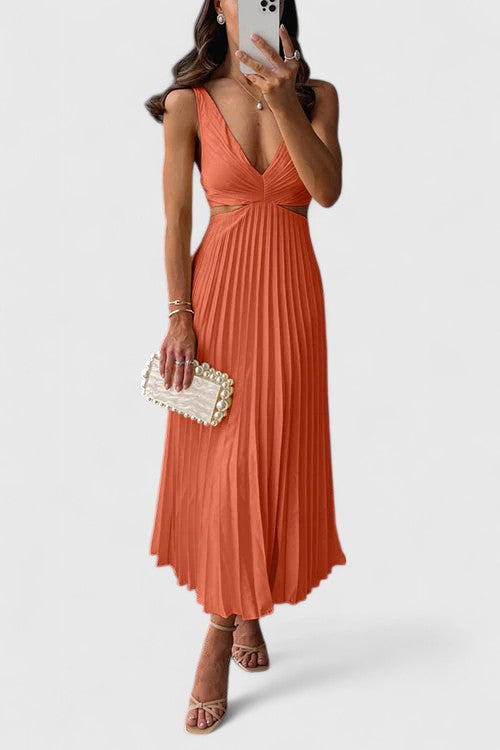 Paloma | Pleated V-Neck Empire Waist Dress