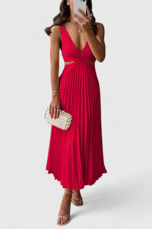 Paloma | Pleated V-Neck Empire Waist Dress