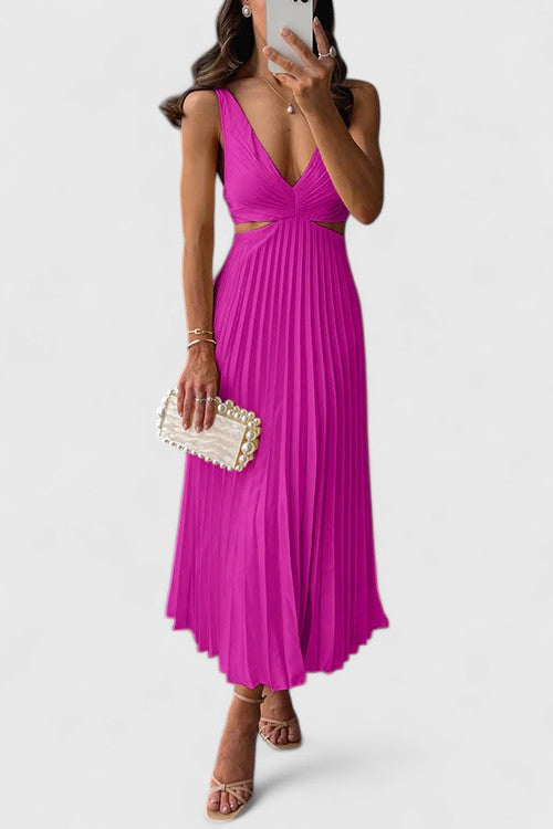 Paloma | Pleated V-Neck Empire Waist Dress